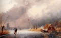 A snow Landscape With Skaters On A Frozen Waterway Charles Leickert